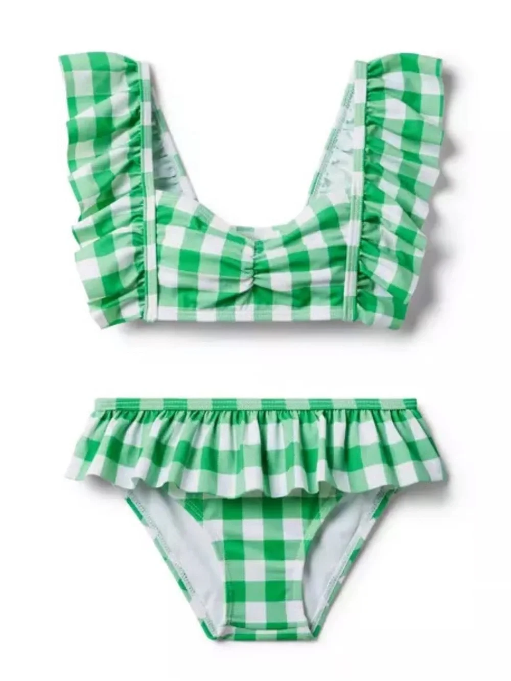 Janie and Jack/ Green Gingham Ruffle Two-Piece Swimsuit / Size 7